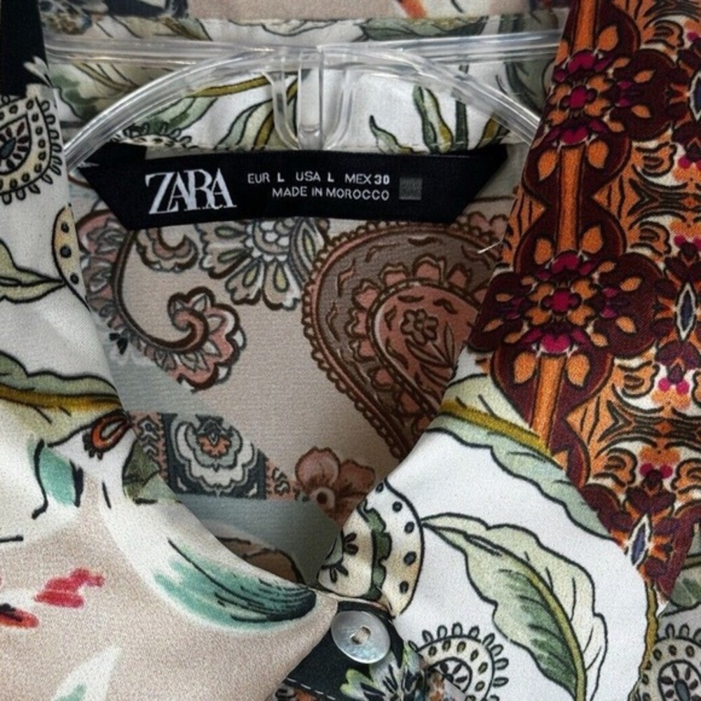 ZARA Patchwork Paisley Print Button Down Shirt Long Sleeve L Fairycore 54-10 - Picture 7 of 12